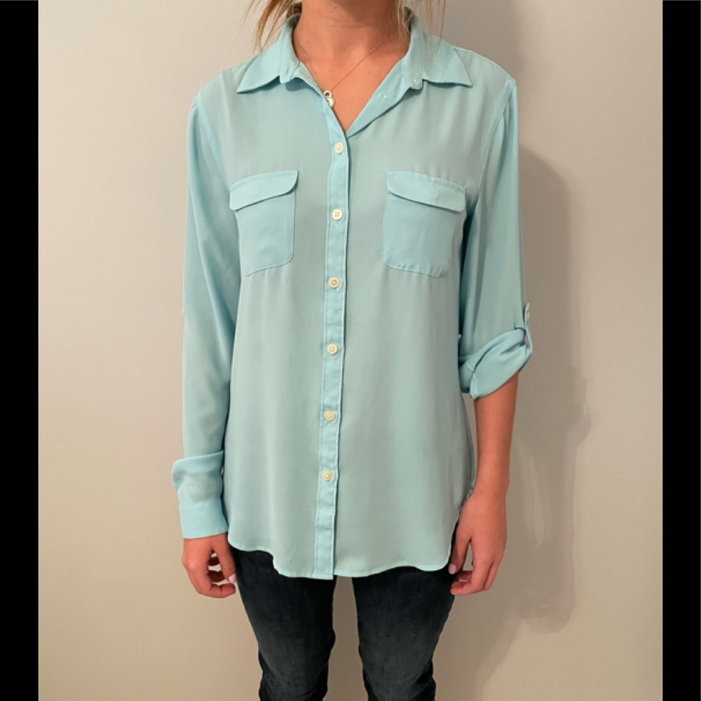 LOFT Long Sleeve Button Down Light Blue Shirt Size - XS